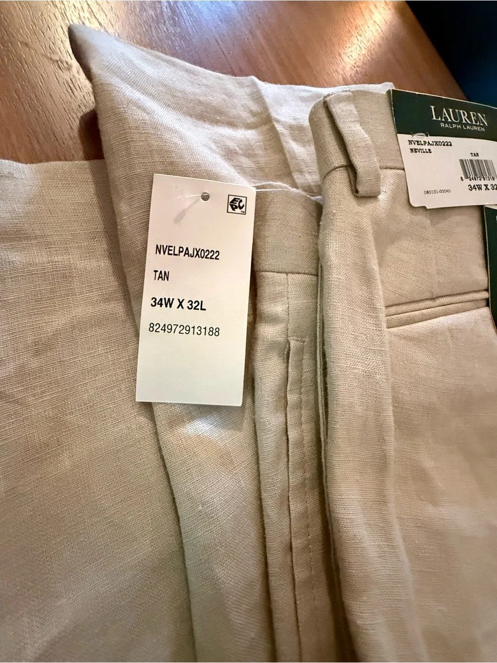 Lauren Ralph Lauren Men's Light Tan 100% Linen Pants